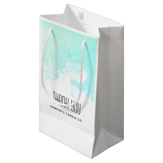 Moderne Abstrakte grüne und blaue Wasserfarbe Viel Kleine Geschenktüte (Vorderseite Schrägansicht)