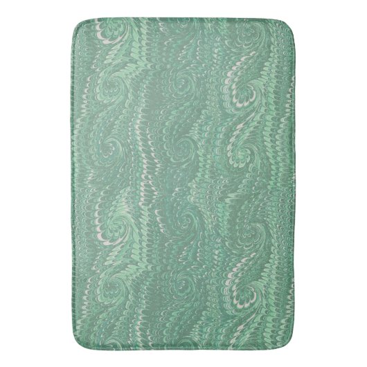 Moderne Abstrakte grüne Wirbel Marmormuster Badematte (Vorderseite Vertikal)