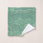 Moderne Abstrakte grüne Wirbel Marmormuster Badhandtuch Set (Waschlappen)