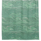 Moderne Abstrakte grüne Wirbel Marmormuster Duschvorhang (Vorderseite)