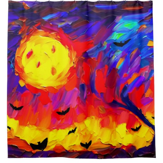 Moderne Abstrakte Halloween-Nacht Duschvorhang (Vorderseite)