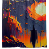 Moderne Abstrakte Halloween-Nacht Duschvorhang (Vorderseite)