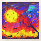 Moderne Abstrakte Halloween-Nacht Glasuntersetzer (Vorderseite)