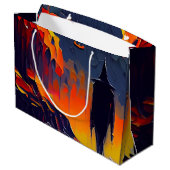 Moderne Abstrakte Halloween-Nacht Große Geschenktüte (Rückseite Schrägansicht)