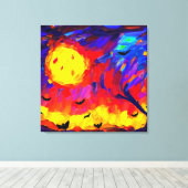 Moderne Abstrakte Halloween-Nacht Leinwanddruck (Insitu (Holzboden))