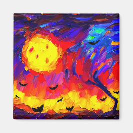 Moderne Abstrakte Halloween-Nacht Magnet