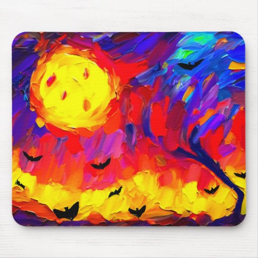 Moderne Abstrakte Halloween-Nacht Mousepad (Vorne)