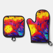 Moderne Abstrakte Halloween-Nacht Ofenhandschuh & Topflappen-Set (Vorderseite)