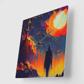 Moderne Abstrakte Halloween-Nacht Quadratische Wanduhr (Winkel)