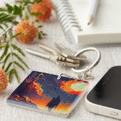 Moderne Abstrakte Halloween-Nacht Schlüsselanhänger (Vorderseite rechts)