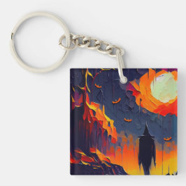 Moderne Abstrakte Halloween-Nacht Schlüsselanhänger