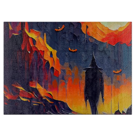 Moderne Abstrakte Halloween-Nacht Schneidebrett (Vorderseite)