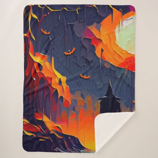 Moderne Abstrakte Halloween-Nacht Sherpadecke (Vorderseite)
