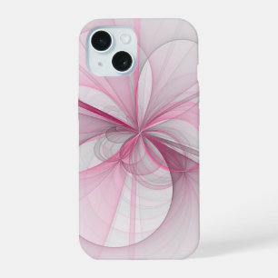 Moderne abstrakte hellrosa graue Fraktal-Design iPhone 15 Hülle