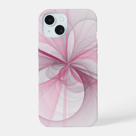 Moderne abstrakte hellrosa graue Fraktal-Design iPhone 15 Hülle (Rückseite)