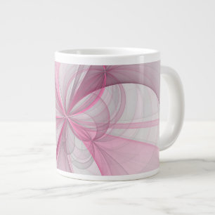 Moderne abstrakte hellrosa graue Fraktal-Design Jumbo-Tasse