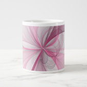 Moderne abstrakte hellrosa graue Fraktal-Design Jumbo-Tasse (Vorderseite)