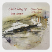 Moderne Abstrakte Herbsthochzeit Quadratischer Aufkleber (Vorderseite)