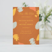 Moderne abstrakte Herbstwärme Eleganz Save The Date (Stehend Vorderseite)