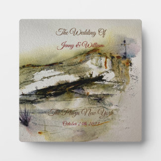 Moderne Abstrakte Herbstwasserfarbenhochzeit Fotoplatte