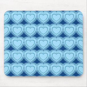 Moderne abstrakte Herzen - Himmelblau und Kobalt Mousepad