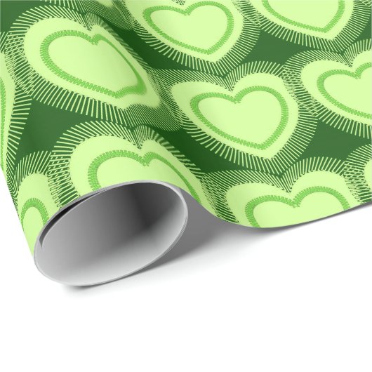 Moderne Abstrakte Herzen - Limettengrün Geschenkpapier (Rolleneckpunkt)