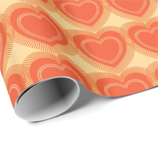 Moderne abstrakte Herzen - Mandarine Geschenkpapier (Rolleneckpunkt)