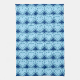 Moderne Abstrakte Herzen - Sky Blue und Cobalt Geschirrtuch