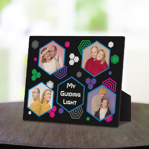 Moderne Abstrakte Hexagon Foto Collage Plaque Fotoplatte