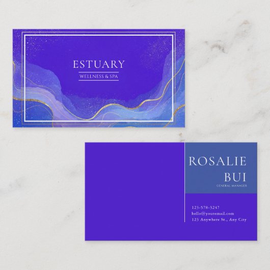 Moderne Abstrakte Himmelswaves & Gold Glitzer Visitenkarte (Vorne/Hinten)