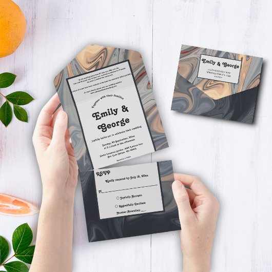 Moderne, Abstrakte Hochzeit All In One Einladung