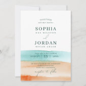 Moderne Abstrakte Hochzeit am Ocean Beach Einladung (Vorderseite)