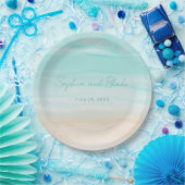 Moderne Abstrakte Hochzeit am Strand Pappteller (Party)