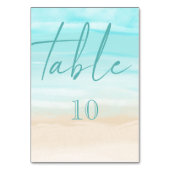 Moderne Abstrakte Hochzeit am Strand Tischnummer (Rückseite)