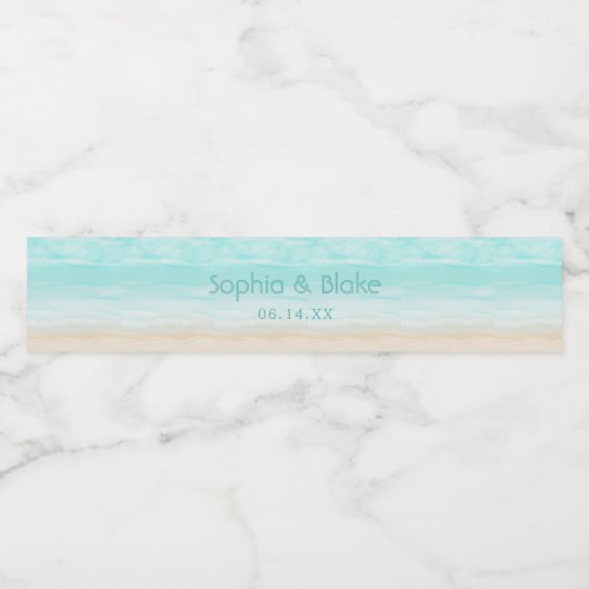 Moderne Abstrakte Hochzeit am Strand Wasserflaschenetikett (Einzelnes Label)
