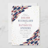 Moderne Abstrakte Hochzeit der Marine Burgundy Con Einladung (Vorderseite)