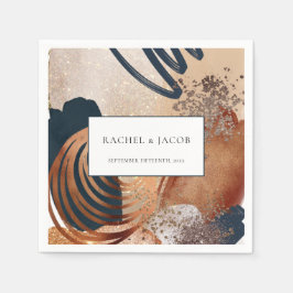 Moderne Abstrakte Hochzeit der Terracotta Navy Serviette