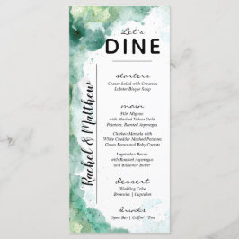 Moderne Abstrakte Hochzeit des grünen Wassers Menükarte