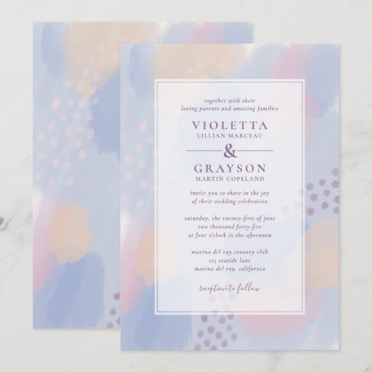 Moderne Abstrakte Hochzeit Einladung (Vorne/Hinten)