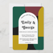 Moderne Abstrakte Hochzeit im Grünen Burgund Einladung (Vorderseite)
