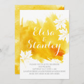 Moderne abstrakte Hochzeit in Aquarellgelb Einladung (Vorne/Hinten)