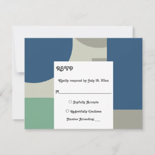 Moderne Abstrakte Hochzeit in Blue Green Grey Retr RSVP Karte