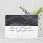 Moderne Abstrakte Hochzeit in Gold, Blau-Grau Einladung (Stehend Vorderseite)