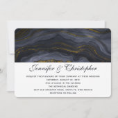 Moderne Abstrakte Hochzeit in Gold, Blau-Grau Einladung (Vorderseite)