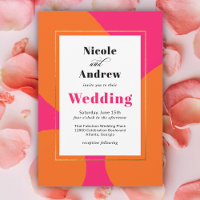 Moderne Abstrakte Hochzeit in Heissrosa und Orange