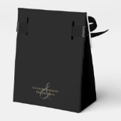 Moderne Abstrakte Hochzeit in Schwarz und Gold Geschenkschachtel (Rückseite)