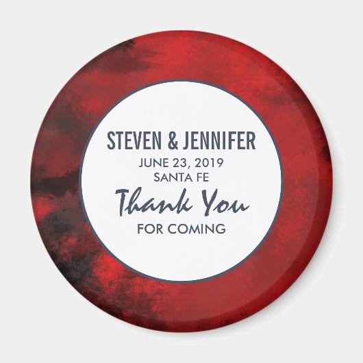 Moderne Abstrakte Hochzeit in Schwarz und Rot Magnet (Vorne)