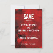 Moderne Abstrakte Hochzeit in Schwarz und Rot Save The Date (Vorderseite)