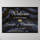 Moderne Abstrakte Hochzeit mit Black & Gold Agate Poster (Vorne)