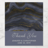 Moderne Abstrakte Hochzeit mit Black & Gold Agate Weinetikett (Einzelnes Label)